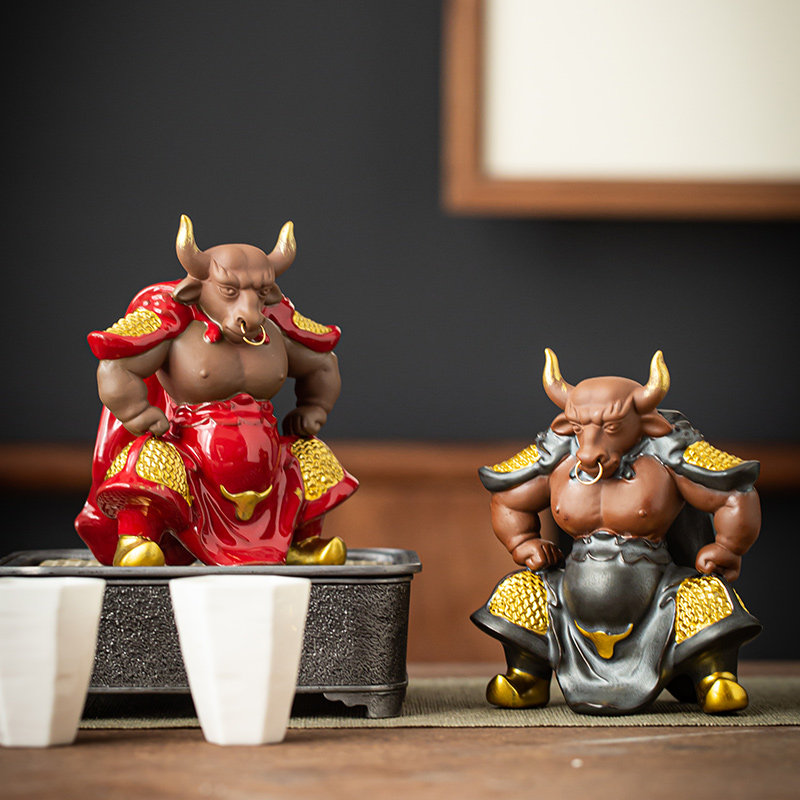 紫砂茶宠生肖牛招财可养创意牛魔王摆件家居客厅茶玩茶桌装饰礼品