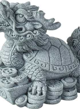 青砂石招财新中式桌面龙龟献宝