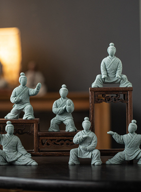 太极八式人物茶宠小摆件鱼缸造景