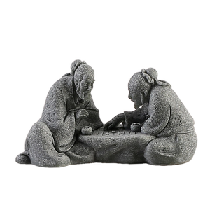 中式博弈仙翁茶宠摆件青砂石创意下棋老者鱼缸造景茶桌书房装饰品
