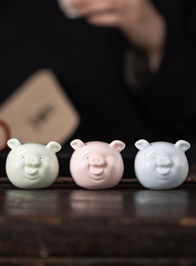 陶瓷招财可爱茶桌小猪茶宠装饰品