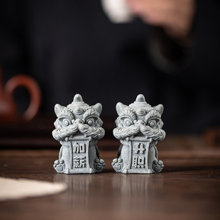 国潮醒狮祝福升职加薪茶宠摆件创意招财进宝吉祥物舞狮桌面装饰品