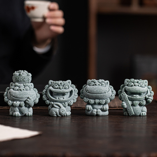 招财小狮子桌面摆件装 饰品办公室工位治愈系萌宠前途无量茶宠礼品
