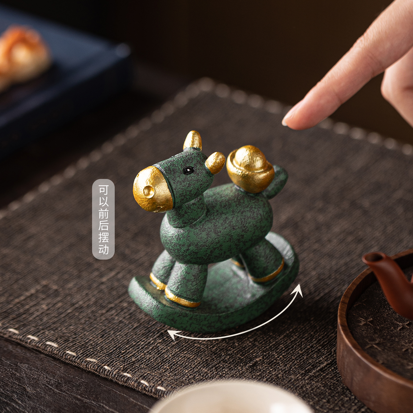 创意马上有钱摇摇马茶宠摆件装饰