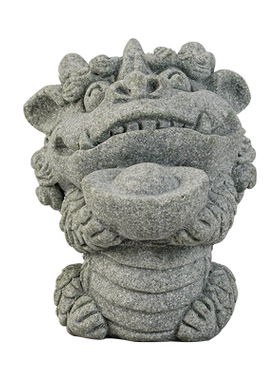 青砂石招财中式鱼缸金蟾麒麟摆件