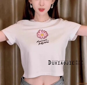 显瘦纯棉印花短款小雏菊百搭