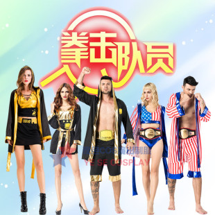 银黑拳击手服装 拳击手服装 成人万圣节派对动漫卡通英雄联盟男装