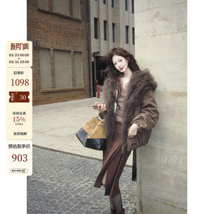 可拆毛领羽绒服连帽防风派克服 圣诞新品 吃绿色菜 巴萨尔落日