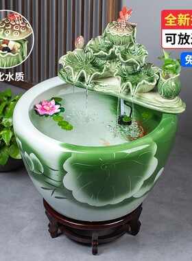 景德镇陶瓷金鱼缸阳台办