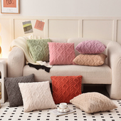 纯色提花毛绒几何立体抱枕靠枕靠垫套多尺寸客厅沙发抱枕套不含芯