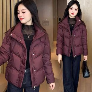 羽绒棉服短款时尚加厚保暖秋冬季韩版洋气百搭安可拉红棉袄短外套