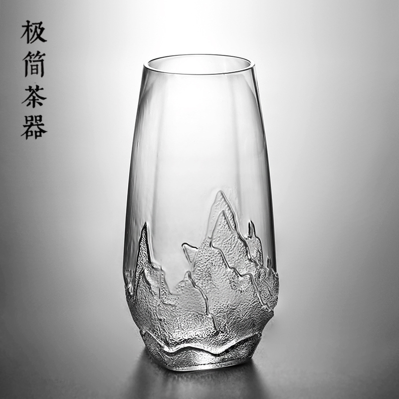 观山创意玻璃杯透明泡茶杯家用绿茶喝水杯子花茶杯饮料牛奶果汁杯
