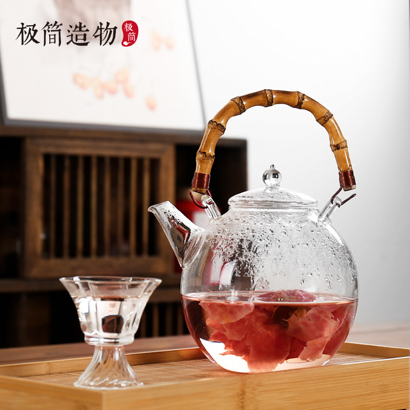 加厚竹把玻璃提梁壶电陶炉煮茶壶