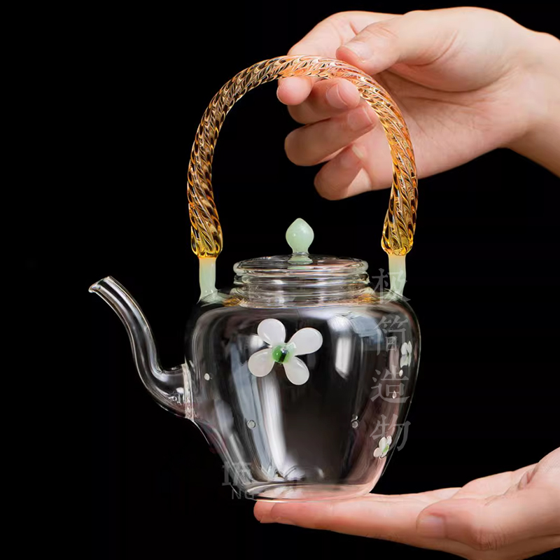 玻璃提梁壶透明耐热小茶壶