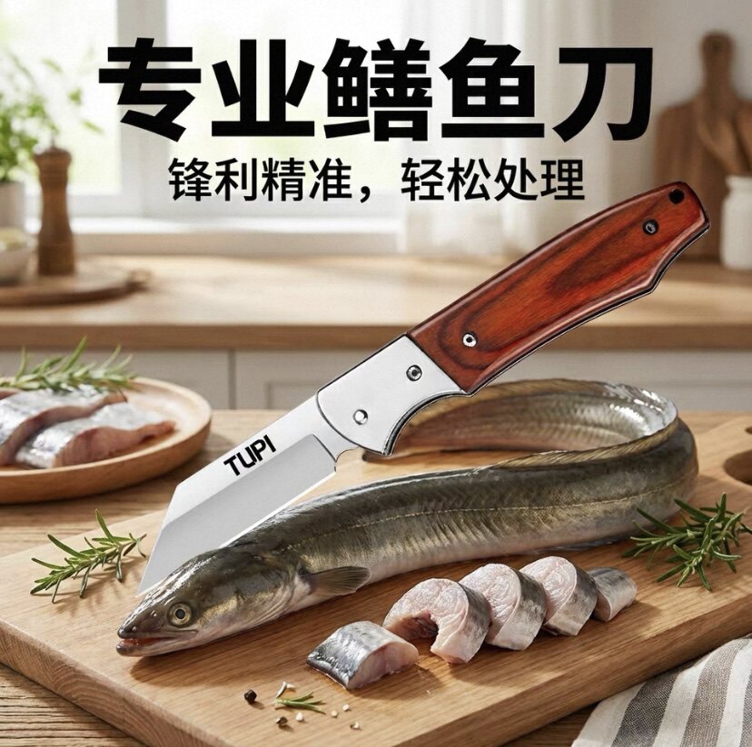 加厚刃口嫁接刀杀黄鳝划丝剔骨一体裁剪折叠户外厨用便捷小刀