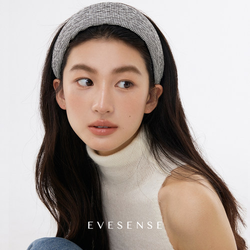 EVESENSE高级感黑白格纹宽边发
