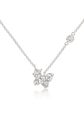 【新品9折】破碎镶钻蝴蝶项链原创小众设计高级感银色精致锁骨链