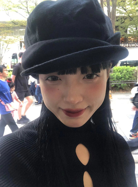 日本ca4张婧仪同款百搭鸭舌帽羊毛秋冬款