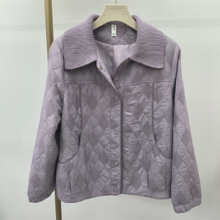 时尚 菱格纹翻领短外套妈妈 装 2026新款 商场同款 女装 夹克衫 春季