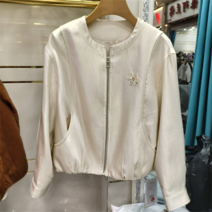 圆领拉链短外套百搭夹克棒球服专柜正品 休闲风女装 新款 2026春季