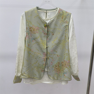 洋气坎肩中年妈妈女装 新中式 风盘扣马甲两件套女百搭外穿马夹时尚