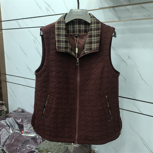 坎肩洋气百搭显瘦外套 格子领无袖 时尚 休闲风拉链马甲女春秋薄款