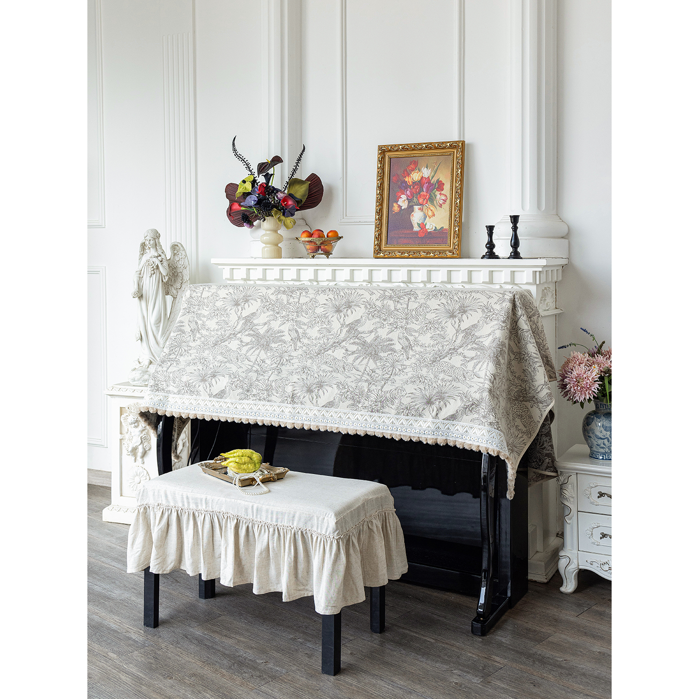 钢琴防尘罩欧式高级感半罩两用式钢琴套罩雪尼尔提花装饰布电钢琴,居家布艺,钢琴罩,淘宝优惠券,粉丝福利购,淘宝优惠卷