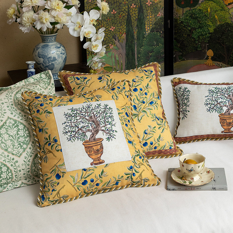 沙发抱枕亚麻美式田园风腰枕套花卉客厅靠垫靠包靠枕套床头靠背,居家布艺,靠垫/抱枕,淘宝优惠券,粉丝福利购,淘宝优惠卷