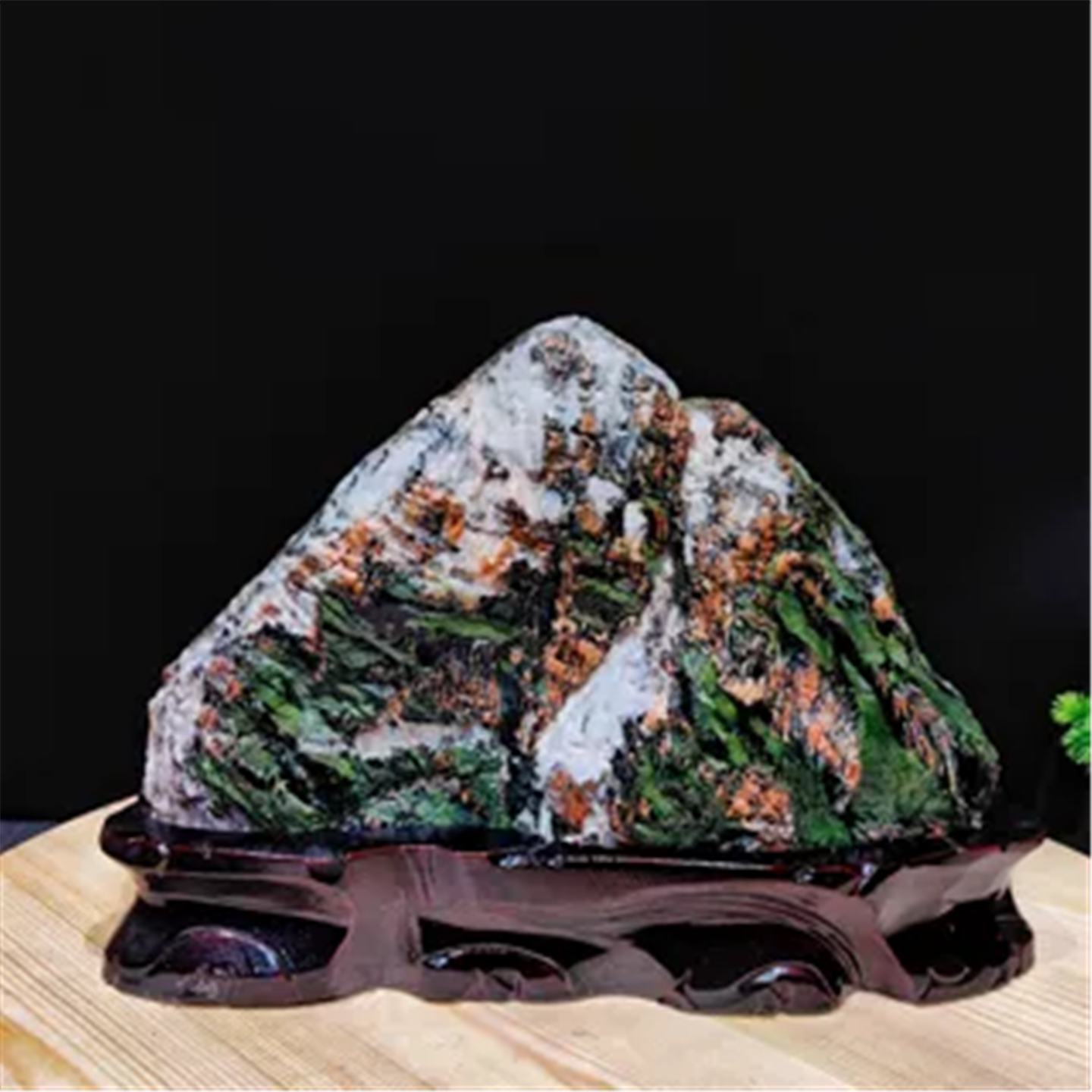 天然原石青海七彩石摆件奇石国画石草花石彩色石头装饰收藏礼品