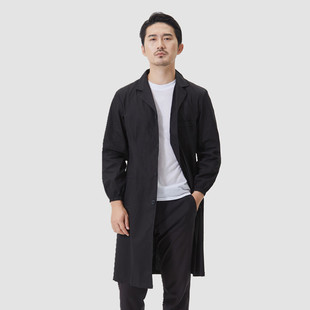 黑色大褂纯棉黑大褂实验服工作服大褂工厂化学实验室工装 大学生穿