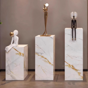 轻奢简约岩板花架边几摆件底座摆台沙发床头轻奢展示台可移动花几