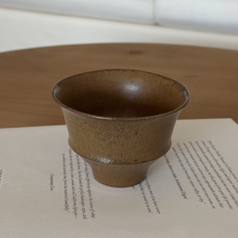 司墨|作家器纯手作棕色陶瓷咖啡杯抹茶杯斗笠型大杯子敞口杯