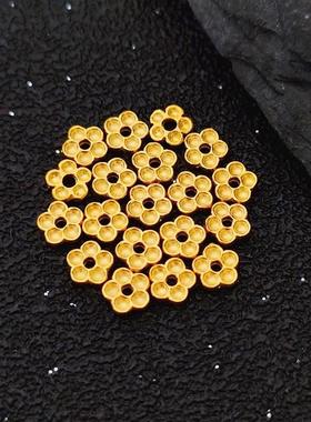 999足金小桃花隔片黄金花朵小垫片隔珠实心手工金DIY手绳手串配件