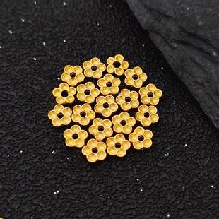 999足金小桃花隔片黄金花朵小垫片隔珠实心手工金DIY手绳手串配件