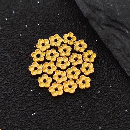 999足金小桃花隔片黄金花朵小垫片隔珠实心手工金DIY手绳手串配件