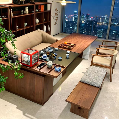茶台轻奢别墅茶室泡茶桌办公一体