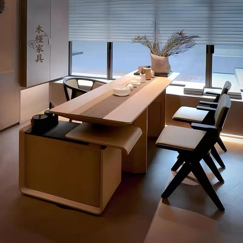茶桌二合一推拉茶台实木泡茶桌