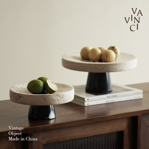 梵其侘寂风洞石果盘收纳盘摆件
