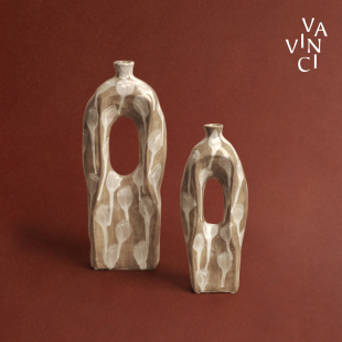 梵其侘寂风复古手作陶瓷花瓶摆件民宿客厅玄关创意餐桌装 饰插花器