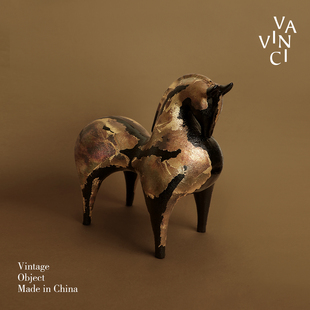 轻奢黑金色雕塑马摆件书房办公室乔迁礼品 新中式 梵其 马到功成