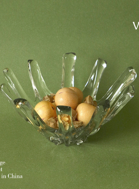 轻奢高级感艺术水晶玻璃果盘摆件