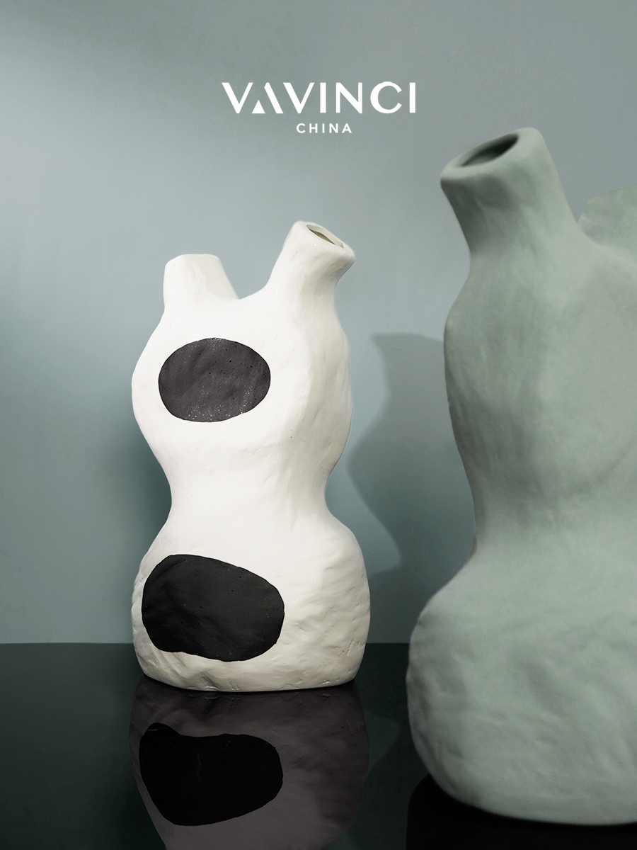 新品现代创意几何艺术陶瓷花器摆件样板间民宿客厅玄关桌面花瓶装