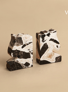 梵其轻奢大理石骏马书档摆件