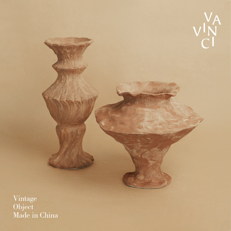 梵其新中式侘寂风素胚陶瓷花瓶家居复古陶艺摆件干花艺术插花花器,家居饰品,花瓶,淘宝优惠券,粉丝福利购,淘宝优惠卷