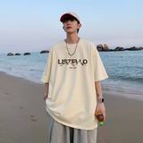 得物品质纯棉重磅潮牌潮流青少年宽松圆领短袖T恤B219-Y635-P25，男装T恤，电商B219