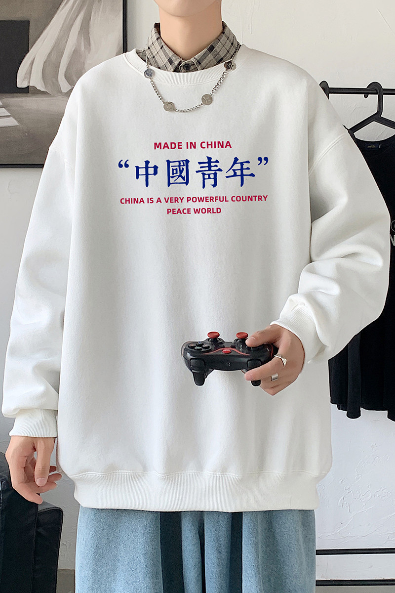 2021秋冬新款高品质多色印花港仔宽松情侣卫衣Y030深灰,男装卫衣,电商B219
