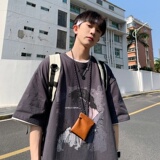 220克夏装新款印花宽松港仔百搭学生休闲圆领短袖t恤Y378P25米，男装T恤，电商B219