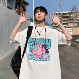 2023夏装暴力兔印花宽松港仔百搭学生休闲圆领短袖t恤Y390P25米，男装T恤，电商B219
