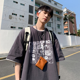 220克夏装太空人印花宽松港仔百搭学生休闲圆领短袖t恤Y237P25米，男装T恤，电商B219