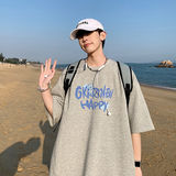 不断货纯棉重磅潮牌潮流青少年宽松圆领短袖T恤B219-Y223-P25，男装T恤，电商B219